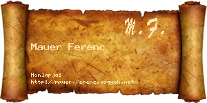 Mauer Ferenc névjegykártya
