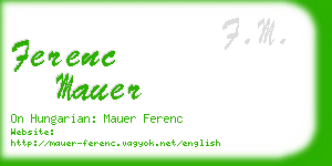 ferenc mauer business card